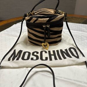 Moschino Calfskin Leather, Zebra Print, Box-style Crossbody Bag. Never-Used!